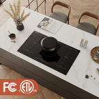 Built-In 36-in 5 Elements Black Induction Cooktop Including Bridge Element