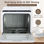 Danolapsi Countertop Dishwasher,Mini Dishwasher with 4.5L Water Tank, 5 Programs, Dual Sprays,149�H High Temp & PTC Hot Air Dry,Portable Dishwashers for RVs & Apartments