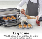 2-in-1 Countertop Toaster Oven and Long Slot 2 Slice Toaster, 60 Minute Timer and Automatic Shut Off, Shade Selector, Stainless Steel (31156)