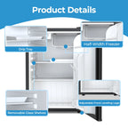 WAA 2.6 Cu.Ft Mini Fridge with Freezer, Single Door Compact Refrigerator BLACK
