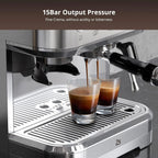 Garvee Semi-Automatic Espresso Machine Coffee Maker with Grinder & Milk Steamer, 15 Bar, 2.5L Water Tank