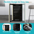 Qunler 130 Can Beverage Cooler Refrigerator with Glass Door for Beer Soda Water, Drink Fridge for Home Bar, Silver