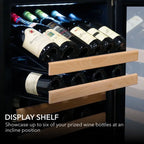 Whynter 24 inch Wine Cooler Refrigerator, 46 Bottle Wine Fridge, Freestanding & Built-in with Reversible Glass Door