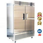 Commercial Reach in Refrigerator, 54" x 32" x 81 1/2", 42 Cubic Ft, Double Door Stainless Steel Fridge, NSFcertified