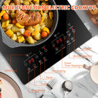 GRACEALL 12 inch Electric Stove 2 Burners Hot Plates for Cooking, Countertop Hotplate Double Elements Cooktop, 120V Ceramic Hotplate Plug in Infrared Cooker, Countertop and Built-in Compatible