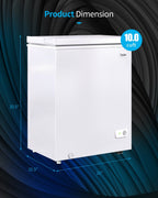 TABU 3.5 Cu ft Chest Freezer,Deep Freezer with Top Open Door and Removable Storage Basket, (Black)
