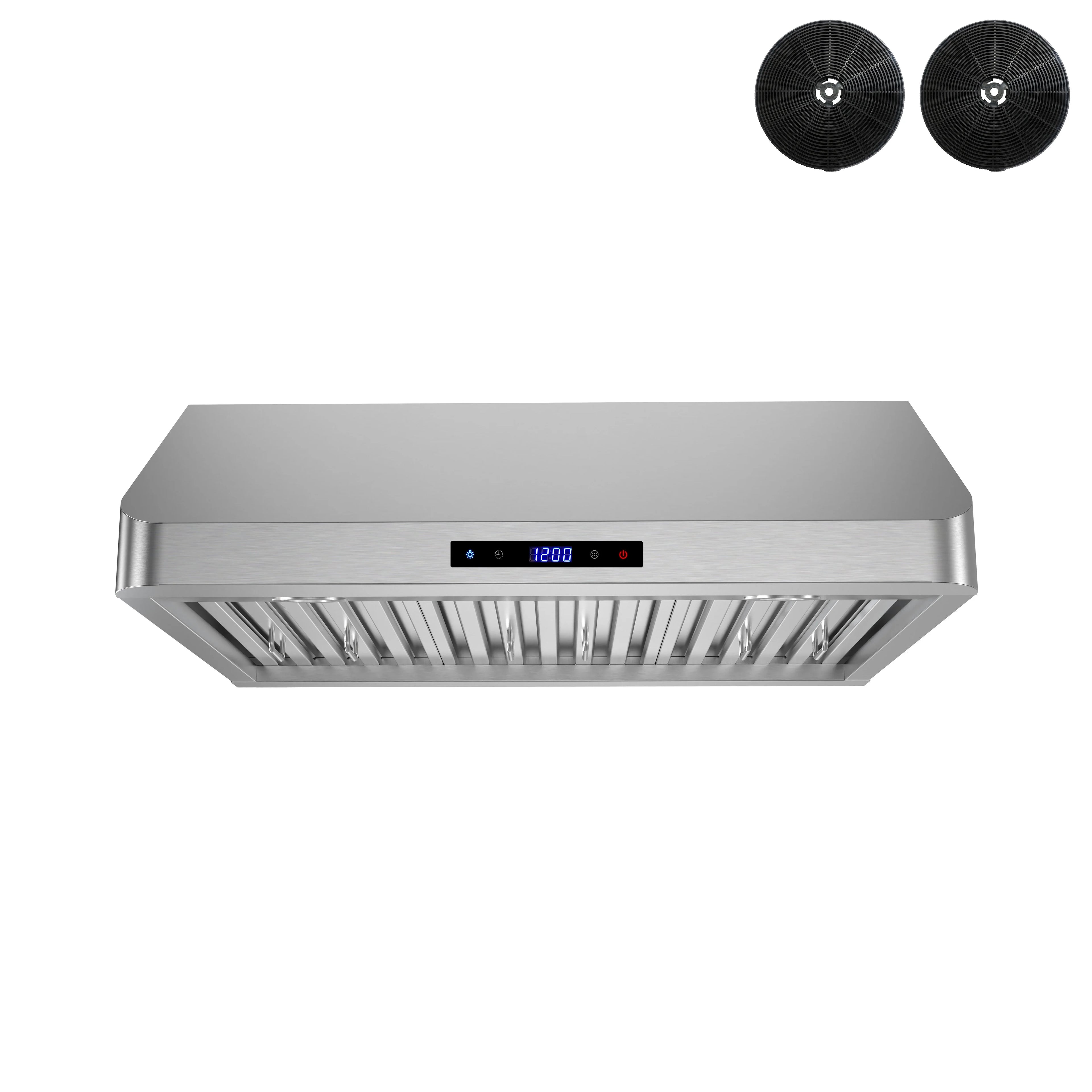 Streamline 30 in. Montecreto Ductless Undermount 406 CFM Range Hood in Brushed Stainless Steel with Baffle Filters, Touchpad Control, LED Lights