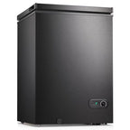 KNDKO 3.5cu.ft Compact Chest Freezer, Mini Freezer with Adjustable Temperature, 2 Removable Baskets, Top Open Door, Energy Saving, Black