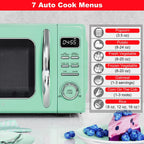 Galanz Retro Countertop Microwave Oven with Auto Cook & Reheat, Defrost, Quick Start Functions, Easy Clean with Glass Turntable, Pull Handle, .9 cu ft, Black