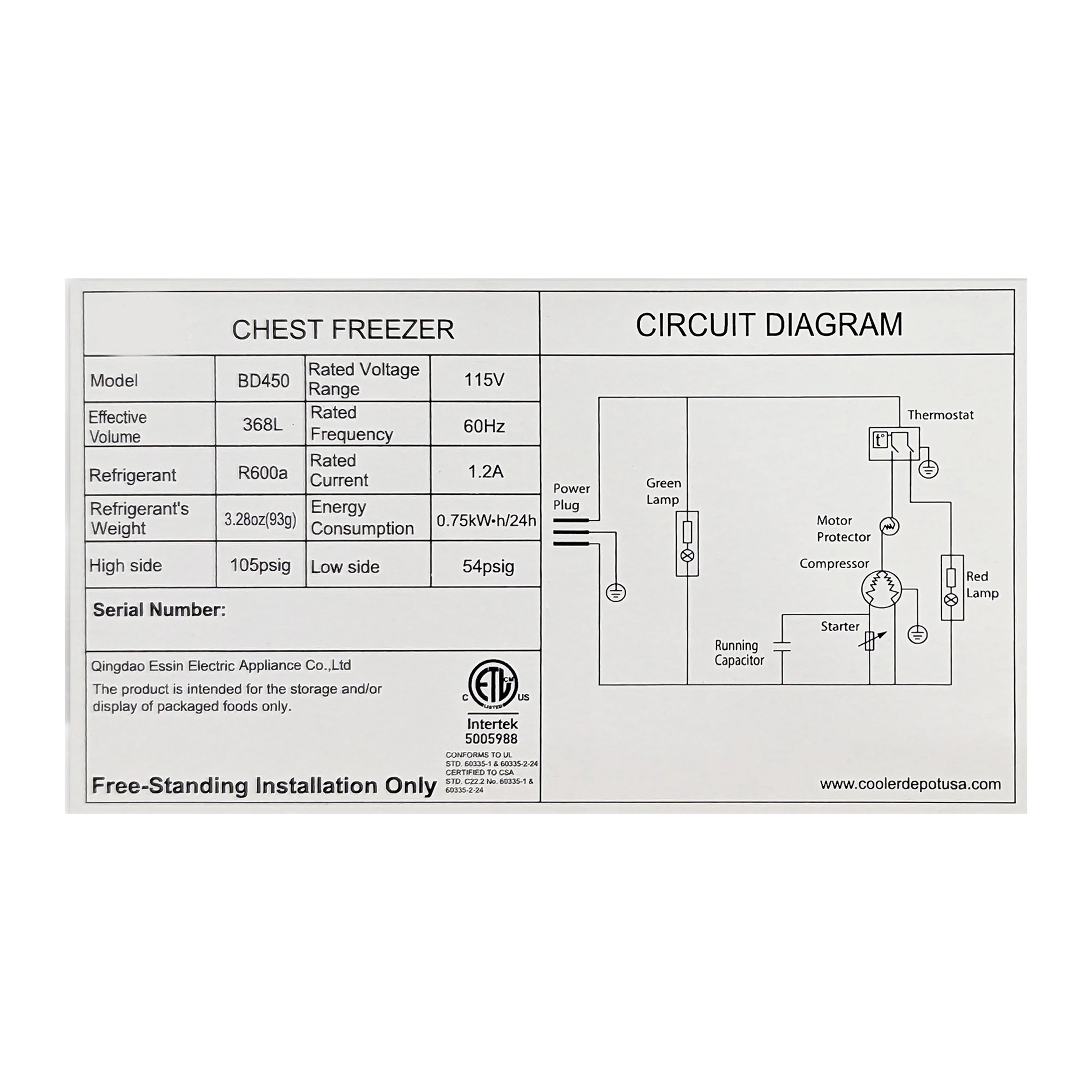 13 Cu. Ft. Chest Freezer, Deep Freezer 50 in.