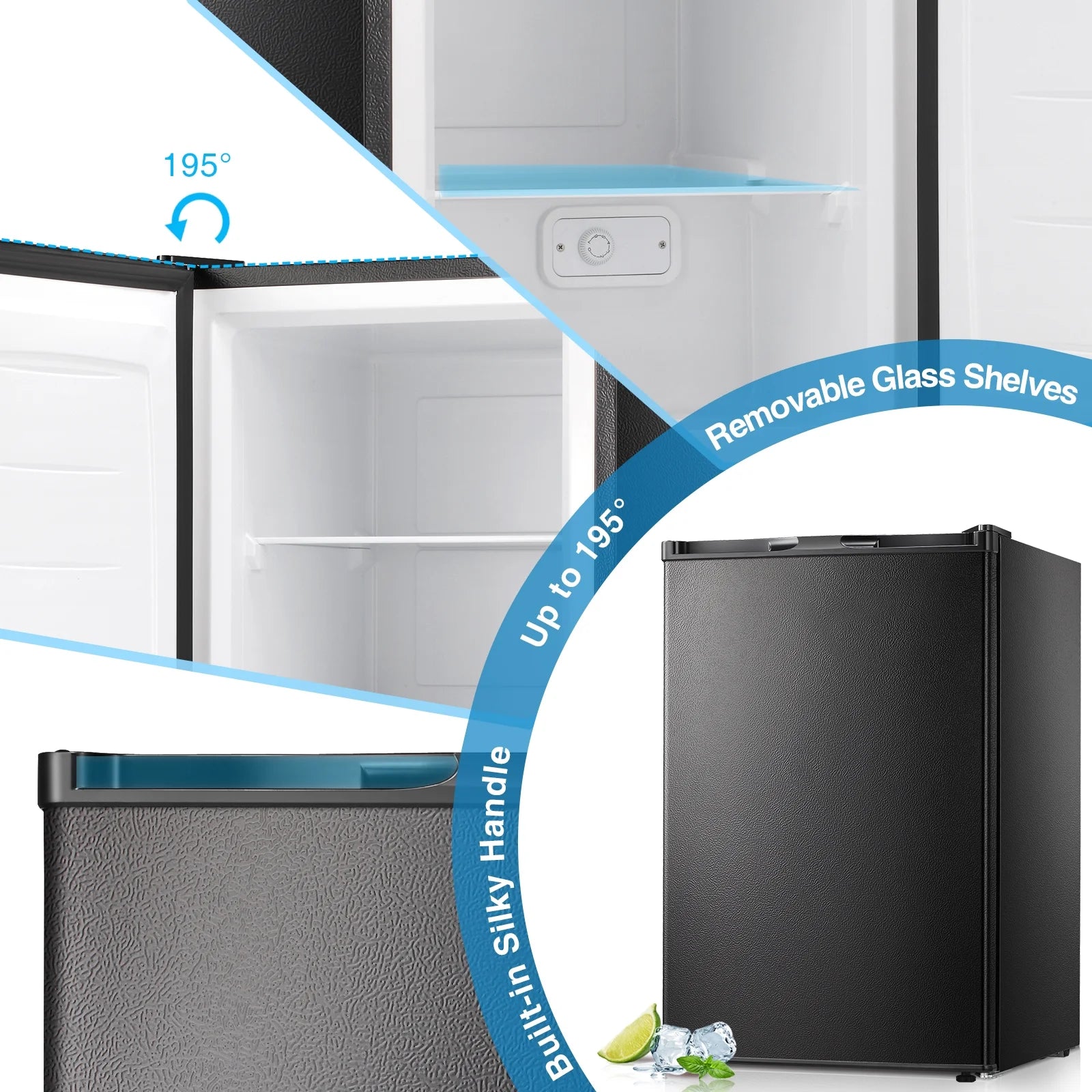 WAA 3.0 Cu.ft Small Freezer, Mini Upright Freezer with Adjustable Thermostat, Removable Shelves, Reversible Single Door, for Bedroom/Home/Dorms/Apartment, Silver