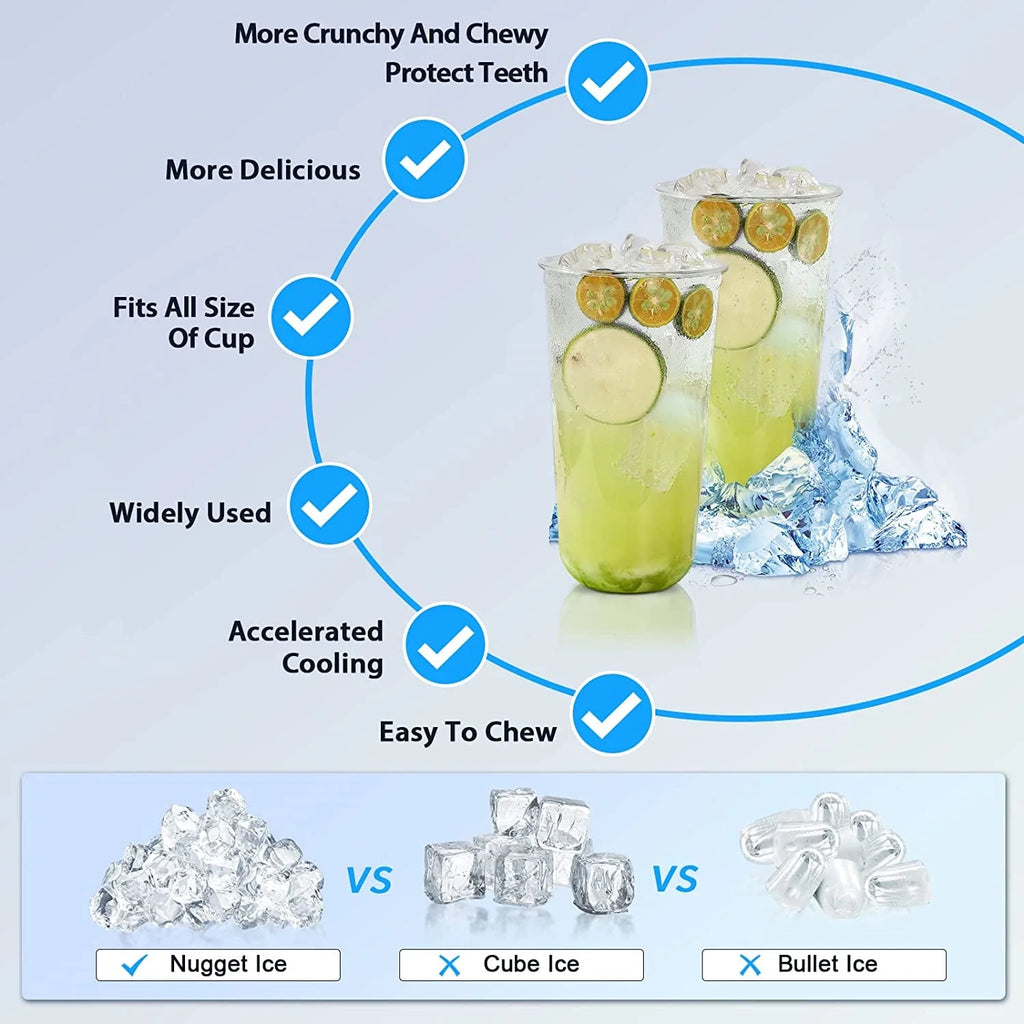 KISSAIR Nugget Ice Maker Countertop with Soft Chewable Pellet Ice, Portable Ice Machine with Handle, 35lbs/24H, Grey