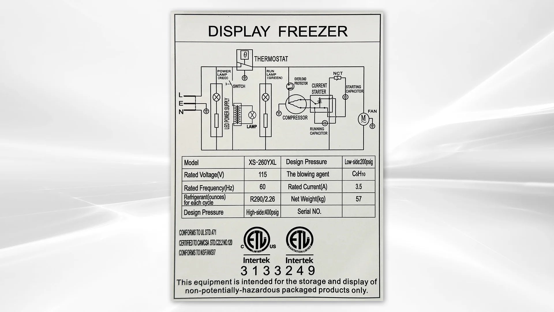 Cooler Depot 39 In. 6.7 Cu.ft Ice Cream Freezer XS-260YXL, NSF Certified