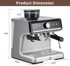 Espresso Machine 20 Bar, Professional Semi Automatic Espresso Maker With Grinder