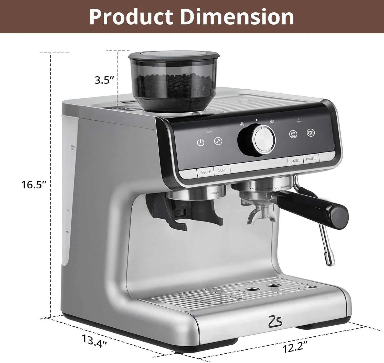 Espresso Machine 20 Bar, Professional Semi Automatic Espresso Maker With Grinder