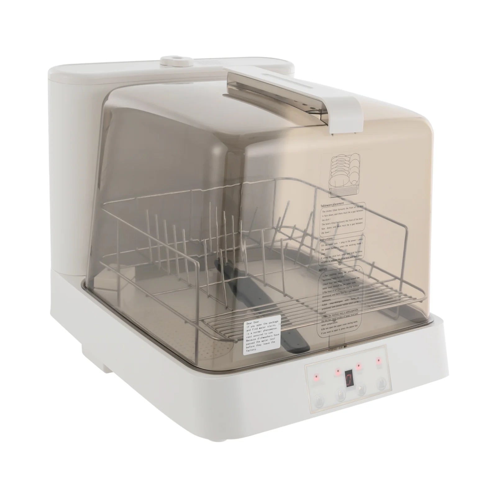 48*38*40cm Rectangle Portable Countertop Dishwasher Automatic Dishwashing with Tank Mini Dishwasher White Brown