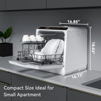 Hermitlux Portable Countertop Dishwasher, 5 Washing Programs, 5L Built-in Water Tank and Air-Dry Function, HMX-DW03