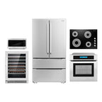Cosmo 5 Piece Kitchen Appliance Package With 30" Electric Cooktop 30" Single Electric Wall Oven 30" Over-the-range Microwave French Door Refrigerator & 24" Built-in Fully Integrated Dishwasher