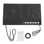 110V Modern Black Electric Cooktop Electric Stovetop 5 Burners Electric Cooktop for Homes, Restaurants