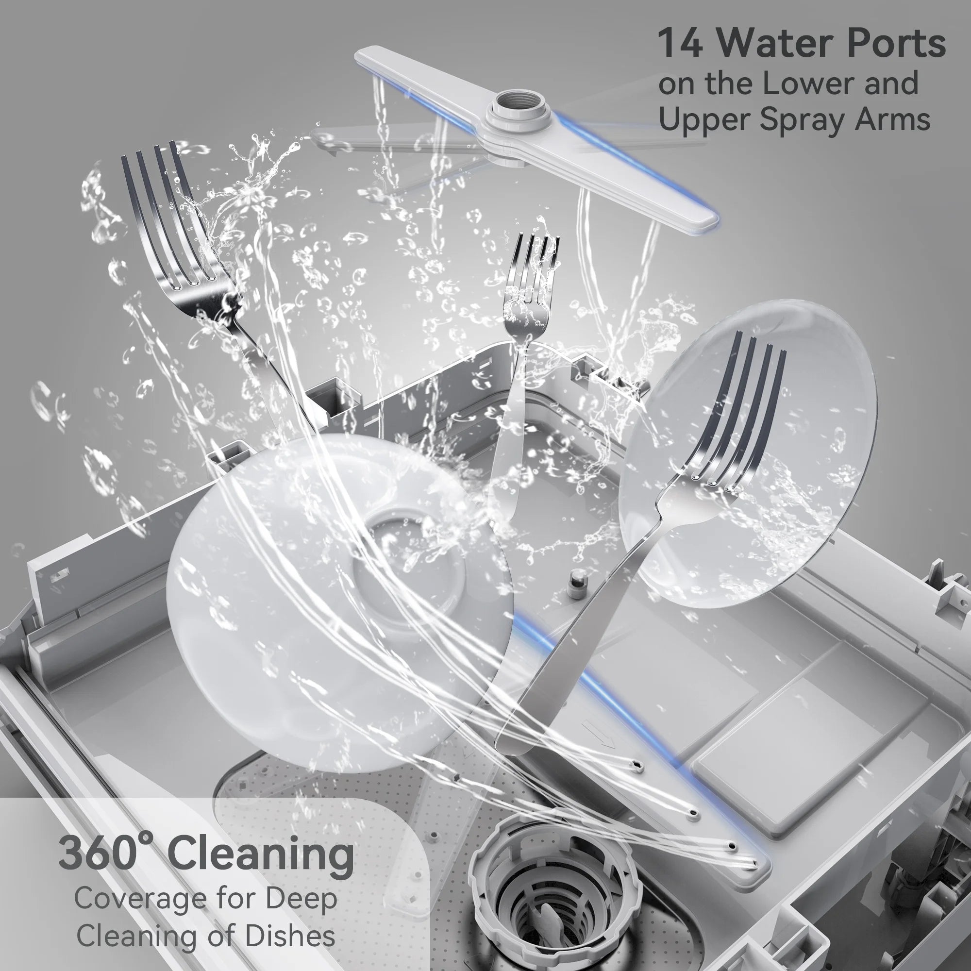 Hermitlux Portable Countertop Dishwasher, 5 Washing Programs, 5L Built-in Water Tank and Air-Dry Function, HMX-DW03