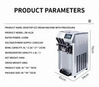 SHENGJINSH Pre-cooled Commercial Ice Cream Machine, 3 Flavors Countertop Soft Serve Ice Cream Maker