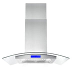 Cosmo 4 Piece Kitchen Appliance Packages with 36" Freestanding 220/240V Dual Fuel Range 36" Island Range Hood 24" Built-in Integrated Dishwasher & French Door Refrigerator Kitchen Appliance Bundles