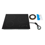 Electric Ceramic Cooktop, 24inch 3 Burners Electric Cooktop with Time Adjustable Function 9 Heating Levels Electric Stove Top