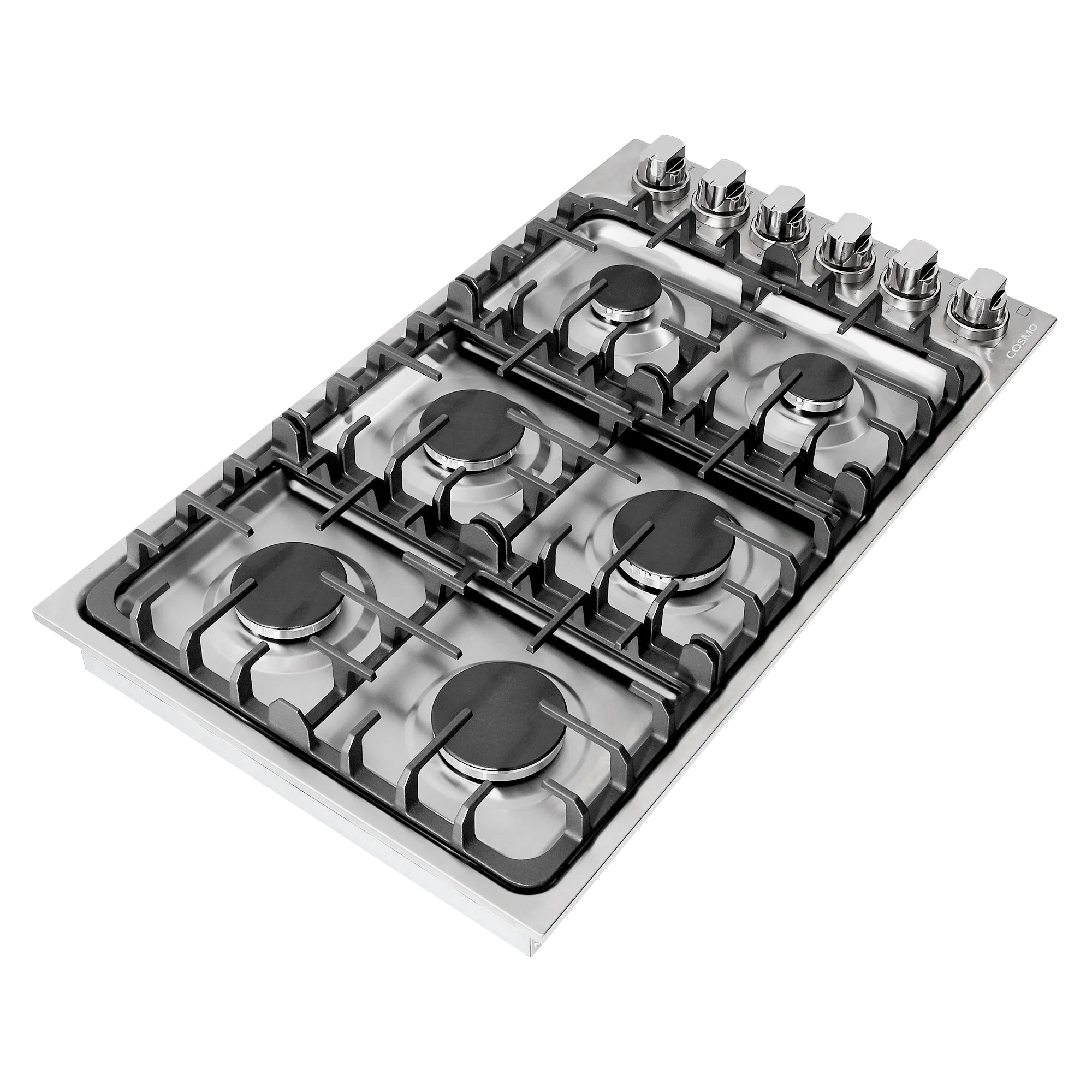 Gas Cooktop with 6 Sealed Italian Made Burners in Stainless Steel