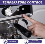 COZONY Espresso Machine 15 Bar, 2.5 L Water Tank, Semi Automatic Coffee Maker with Grinder, Milk Frother/Steam Wand, Italian Pump, All-in-One Espresso Machine, Stainless Steel, Silver