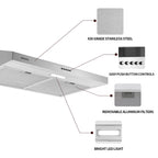 Joeaonz 30-Inch Stainless Steel Ductless Under Cabinet Range Hood with LED Lights, 230 CFM, 120V, 60Hz