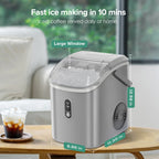 KISSAIR Nugget Ice Maker Countertop with Soft Chewable Pellet Ice, Portable Ice Machine with Handle, 35lbs/24H, Grey