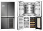 Tookss 21 Cu.Ft French Door Refrigerator, Counter Depth Stainless Steel Refrigerators, Multifunctional Fridges with Freezer, Refresh, and Wine Cooler for Kitchen, Bedroom, Office, Dorm