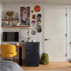 Galanz 3.1 Cu ft Two Door Mini Fridge, Black, New