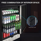 QAUSOU 24 Inch Under Counter Double Drawer Fridge, Weather Proof Stainless Steel Outdoor Beverage Refrigerator for Patio
