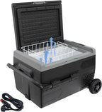 SMAD 12V/24V Car Fridge 50L Camping Mini Fridge Freezer, Quiet Electric Compressor Cool Box, Black