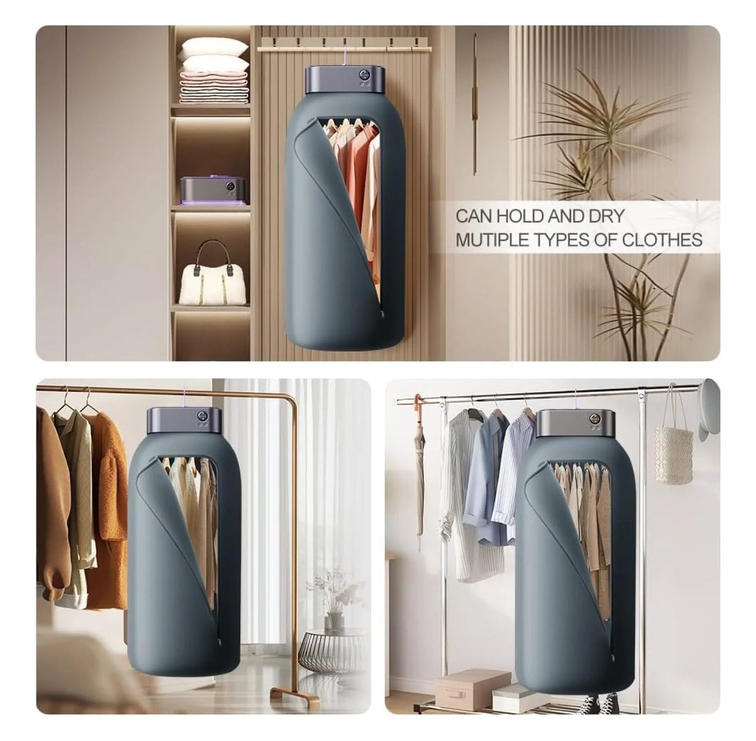 Portable Clothes Dryer Mini Clothes Dryer Save Space Folding Compact Dryer Machine With Dry Bag For Laundry Electric Portable Dryer For Camping ��Business Trip�� Travel ��Home And Apartment Grey