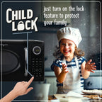 Nostalgia Retro Microwave Oven - 1.1 Cu Ft & 1000-Watt Countertop Size with Glass Turntable, Child Safety Lock, 8 Auto-Cook Programs & Digital Clock - Black