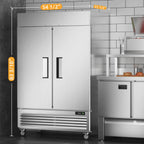 Coolski 54a??a?? Wide Commercial Freezer with 2 Door, Stainless Steel Reach-in Freezer Upright, 49 Cu.Ft Large Capacity ETL NSF Approved