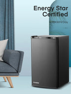 3.2 Cu. ft Refrigerator for Home, Fridge with Freezer for Bedroom, 31"D x 18"W x 19"H, Black