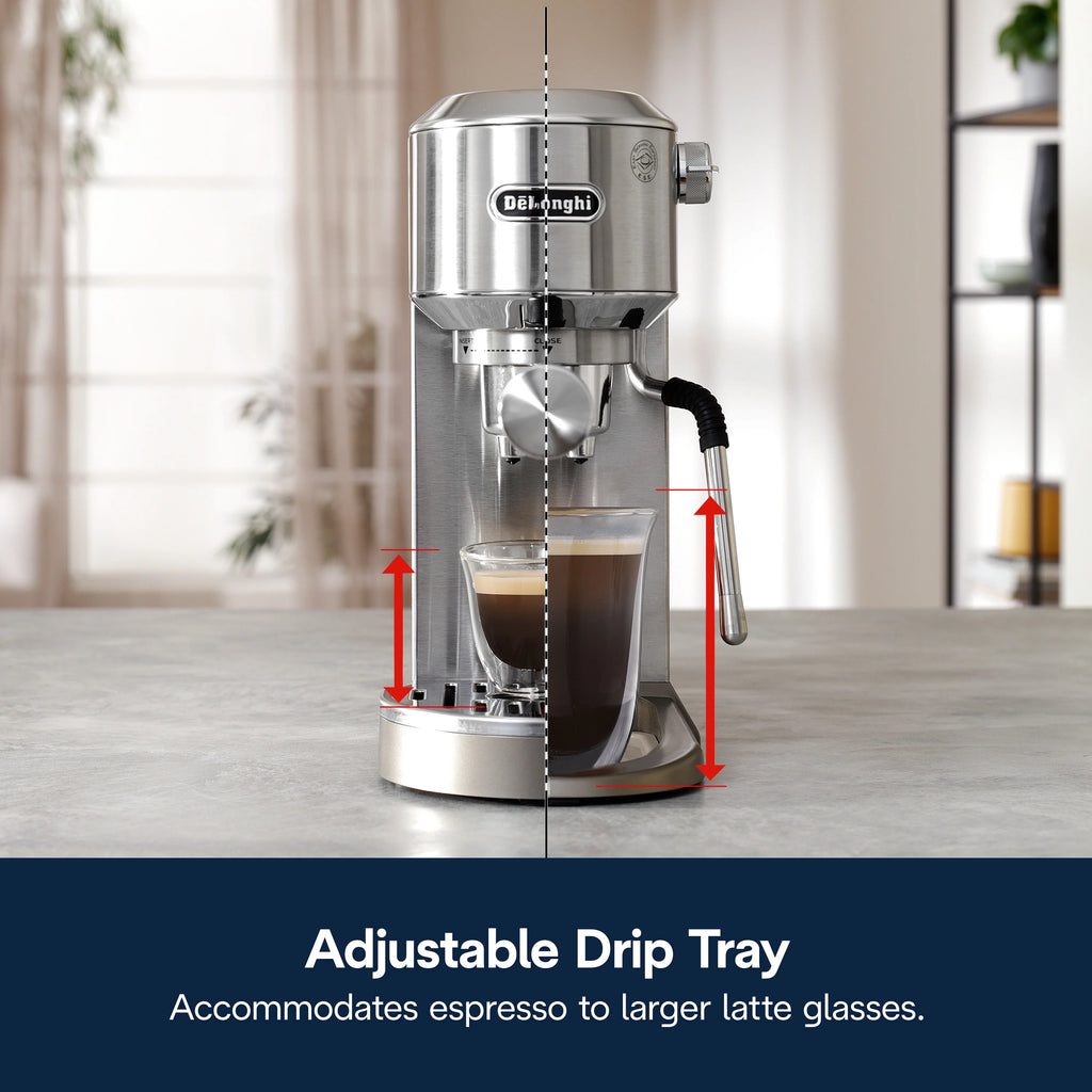De'Longhi Dedica Duo Espresso Machine, Compact Size with Built in Frother for Latte Art, Brew Espresso, Cold Brew, Lattes & More, Stainless Steel