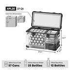 APL35 Aluminum Dual Zone 37QT Portable Cooler Black
