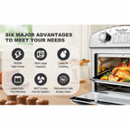 12.5 Quart 7-in-1 Convection Toaster Oven, 1500W, Stainless Steel, with 5 Pre-Set Menus �C Roast, Bake, Grill, Broil, Toast, Dehydrate & Defrost, Silver