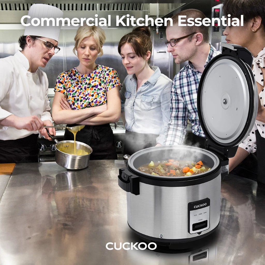 Cuckoo Stainless Steel Rice Cooker 60 Cups Cooked Warmer with Nonstick Pot Easy Switch Start Silver/Black (CR-3032)
