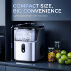 Simzlife Nugget Ice Maker Countertops, 35.9lbs Per Day Portable Pebble ice machine, Crushed Sonic ice maker with Soft Chewable Ice for Home, Party, RV, Camping, Stainless Steel Silver