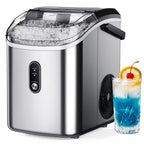 Simzlife Nugget Ice Maker Countertop, 34.9lbs per Day Chewable Pebble Nugget Ice Machine with Touch Screen for Home, Kitchen, Office, Stainless Steel, Black