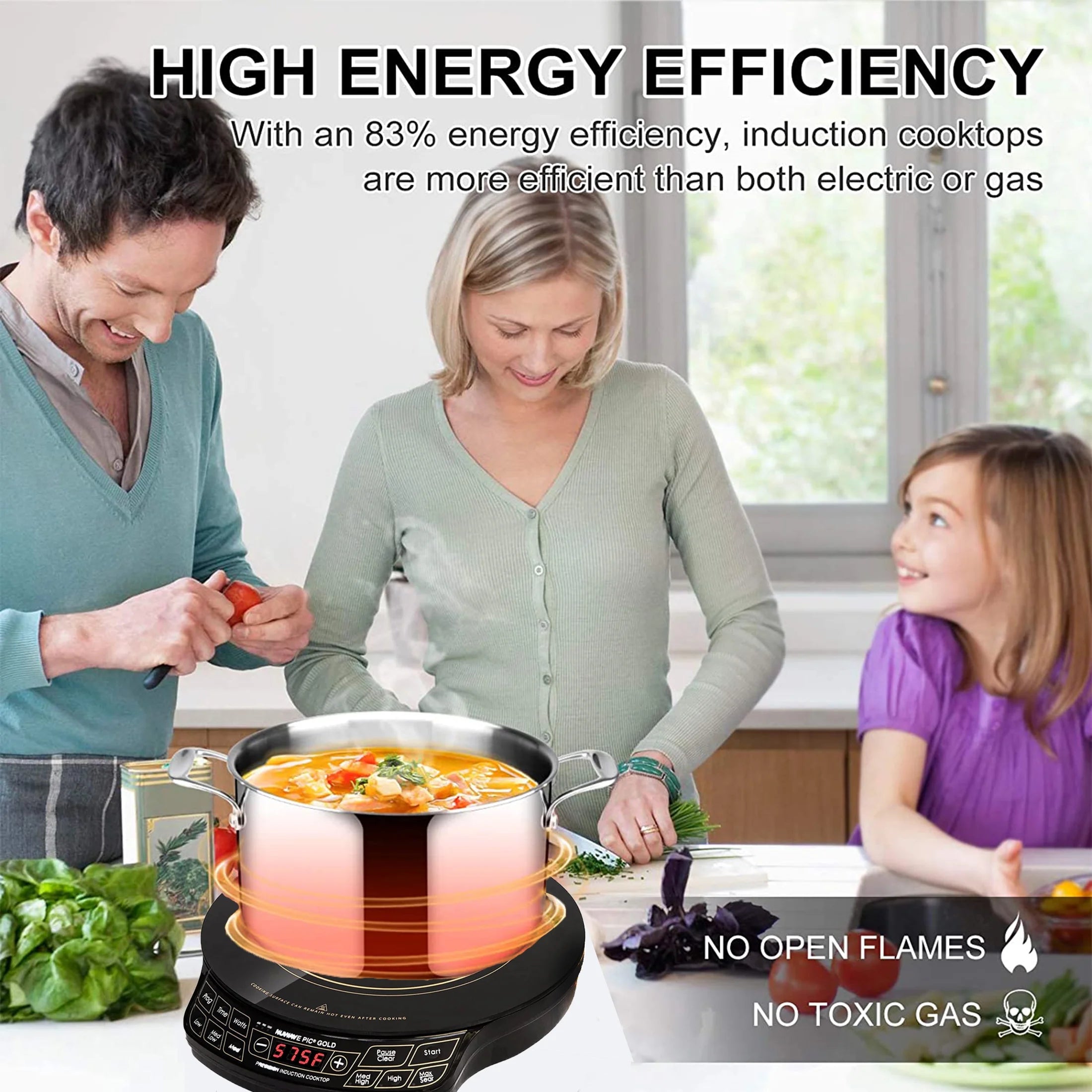 NuWave Electric Double Induction Cooktop 8�� Portable Ultrathin with Sensor Touch Precision Induction Cooktop Burner, Home