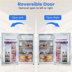 Mini Fridge with Freezer, 3.2 Cu. Ft Small Refrigerator with Adjustable Thermostat, Reversible Door for Home Office, White