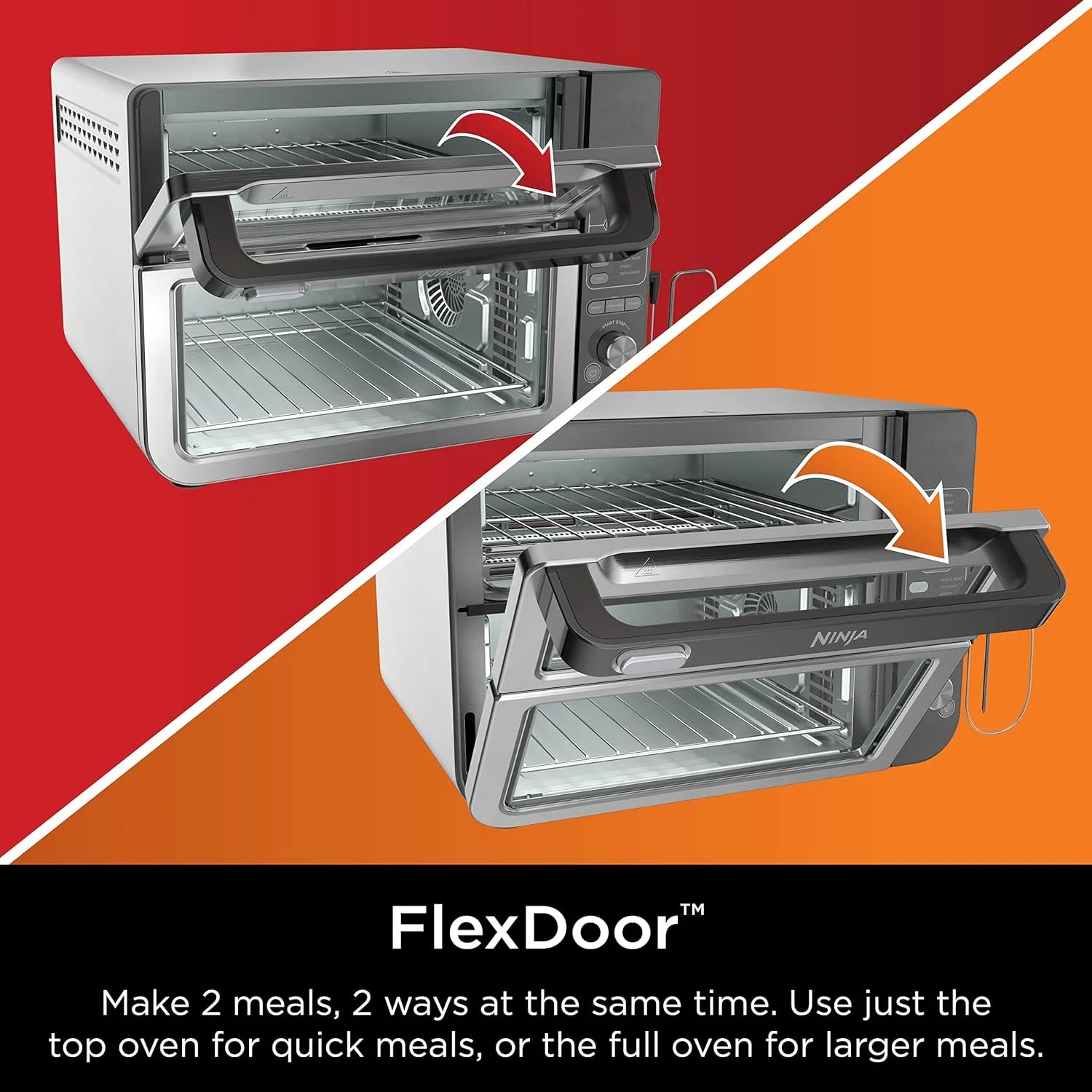 Restored Ninja DCT401 12-in-1 Double Oven with FlexDoor, FlavorSeal & Smart Finish, Rapid Top Convection, Air Fry Bottom , Bake, Roast, Toast, Stainless Steel (Refurbished)