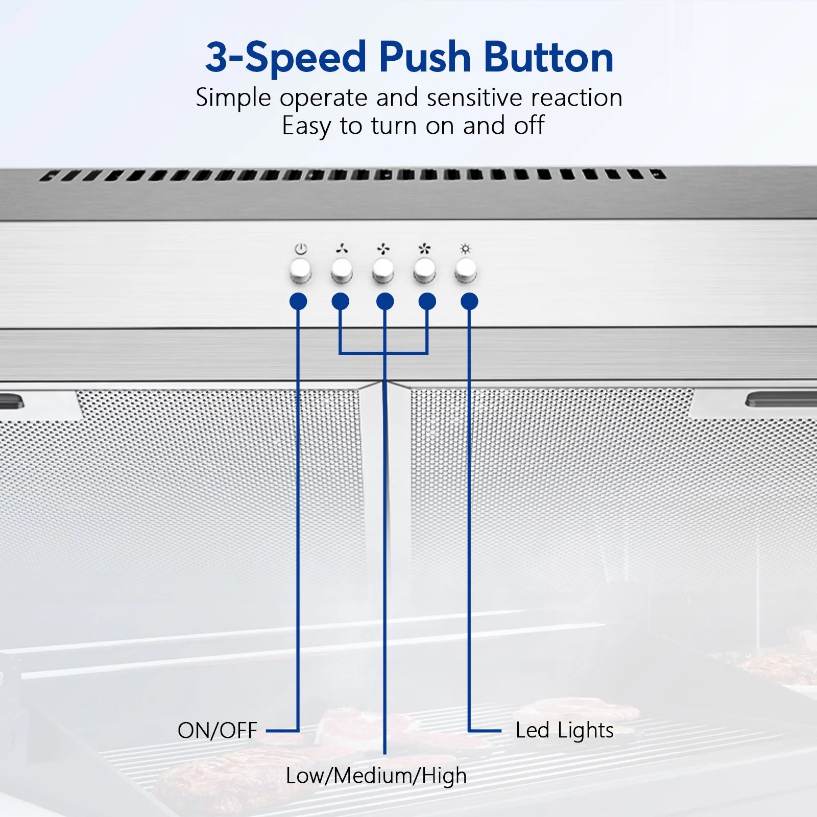 Tylza 30" 600 CFM Stainless Steel Kitchen Under Cabinet Range Hood with 2 x 2W LED Lights and 2 Replacement Charcoal Filter