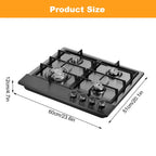 Tohu Stainless Steel Stove 3.3kW 5-Burner Closed Chassis Propane Cooktop for Outdoor/Indoor Cooking